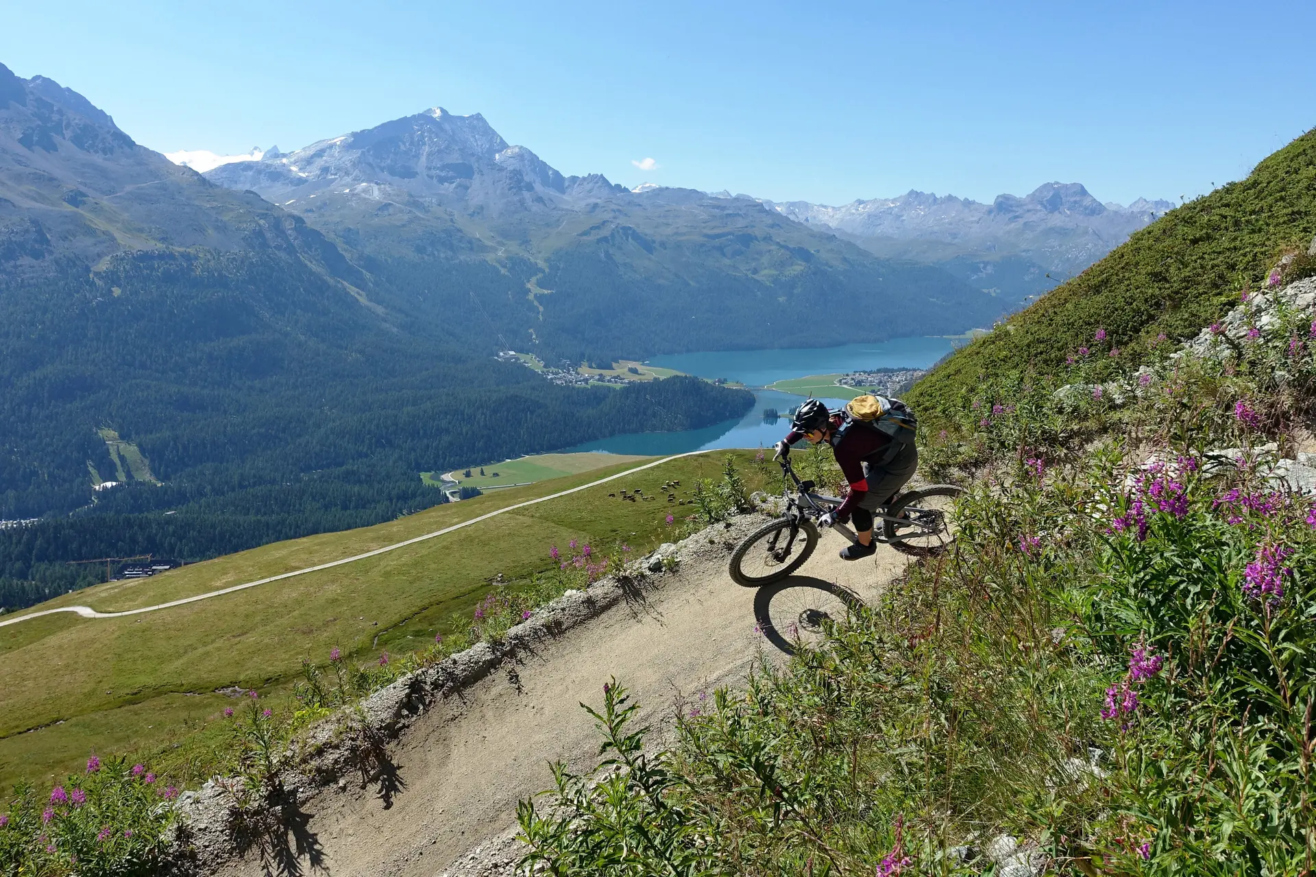 Ausblick beim Biken am Silvaplanersee | © Allgäu-Immenstadt 