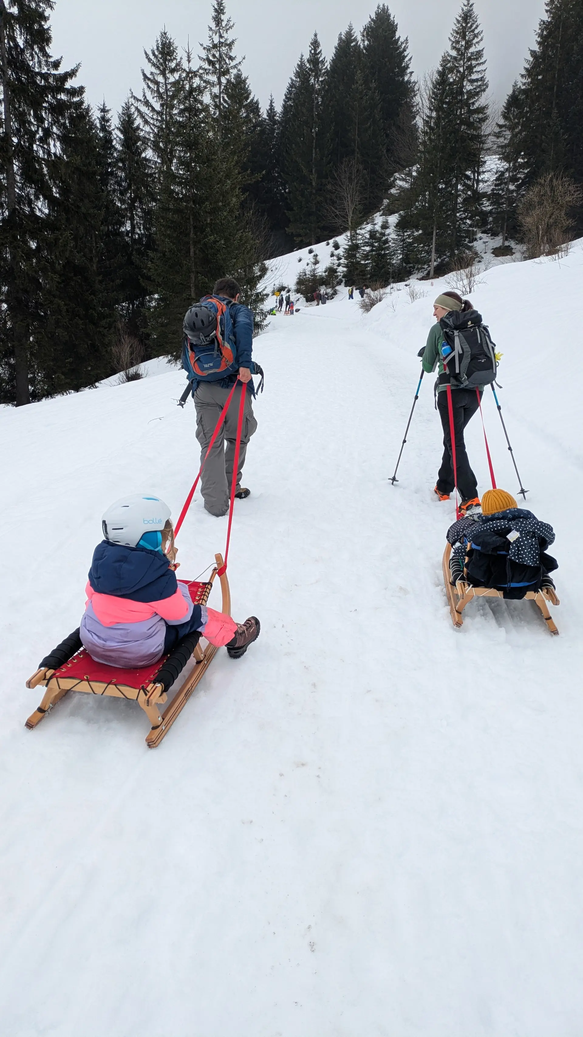 Aufstieg beim Rodeln für Junge und Jungggebliebene | © DAV Allgäu-Immenstadt